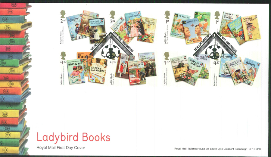 2017 - First Day Cover "Ladybird Books", Royal Mail, Angel Yard Loughborough Postmark